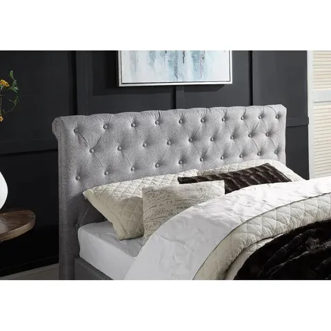 BOXED DORIAN UPHOLSTERED KING SIZE OTTOMAN BED HEADBOARD (1 BOX)