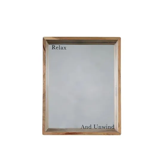 BOXED RENFRO WOOD MIRROR WITH SHELVES