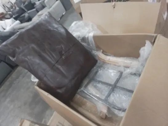 BOXED 2 BROWN LEATHER CHAIRS (1 BOX)