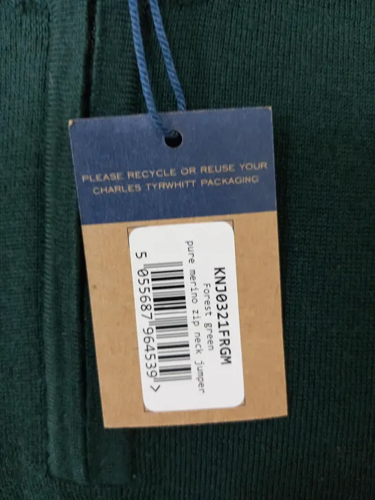 CHARLES TYRWHITT PURE MERINO ZIP NECK JUMPER - MED