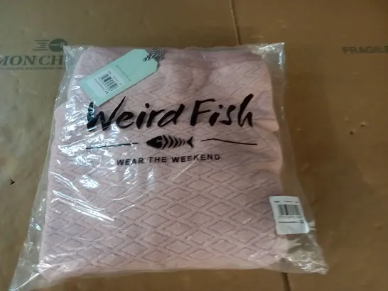 BAGGED WEIRDFISH SALLCA RECYCLED PULL OVER DIAMOND MICRO FLEECE IN POWDER PINK - 12