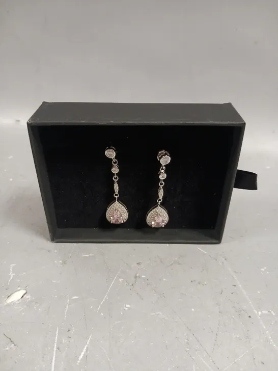 INFINITY DIAMOND JEWELLERY PINK STONE DROP EARRINGS 