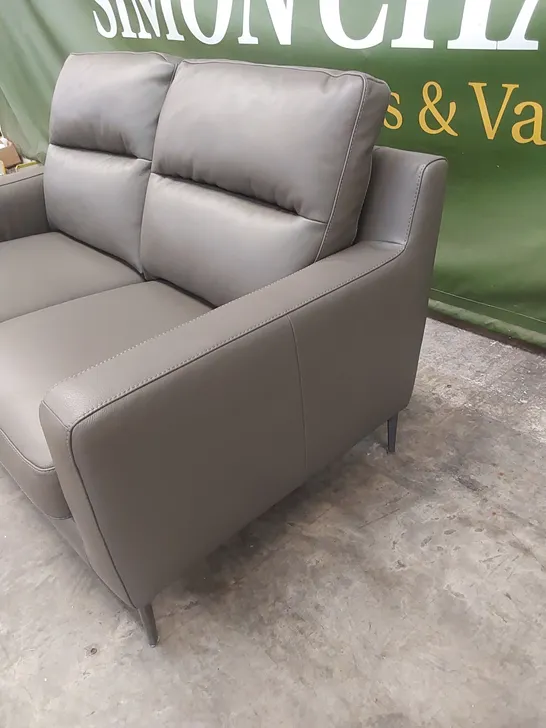 QUALITY DESIGNER ITALIAN MADE ALESSANDRO 2 SEATER SOFA IN GREY ANTHRACITE LEATHER