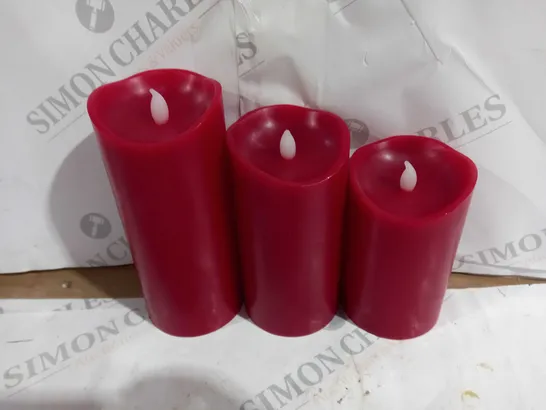 HOME REFLECTIONS SET OF 3 LED PILLAR CANDLES RED