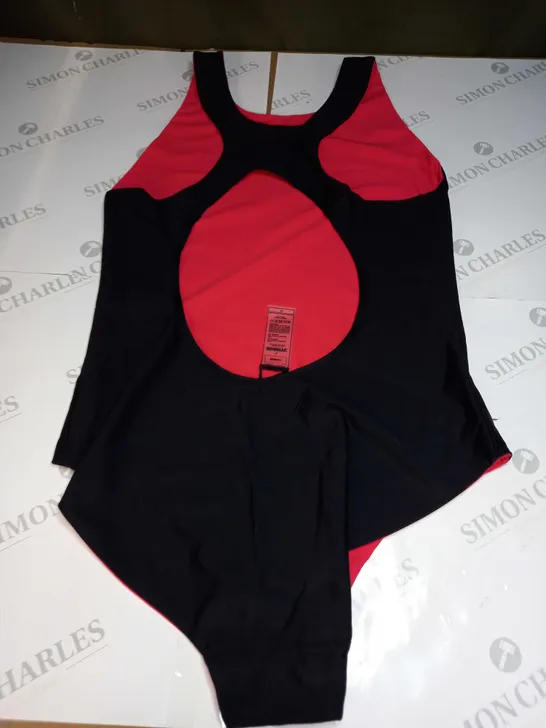 FINISTERRE ANELLA REVERSIBLE SWIMSUIT IN BLACK/CORAL RED IN SIZE 18