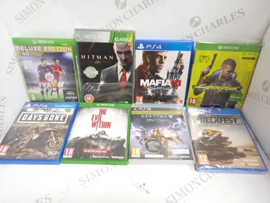 APPROXIMATELY 50 ASSORTED VIDEO GAMES FOR VARIOUS CONSOLES TO INCLUDE CYBERPUNK 2077, DAYS GONE, WRECKFEST ETC 