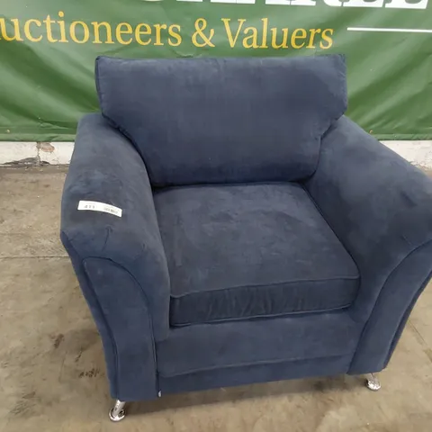 DESIGNER SNUGGLER CHAIR BLUE FABRIC 