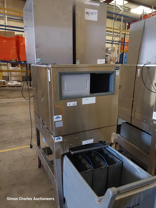 FOLLETT COMMERCIAL ICE MACHINE ON STAND WITH ICE TROLLEY 