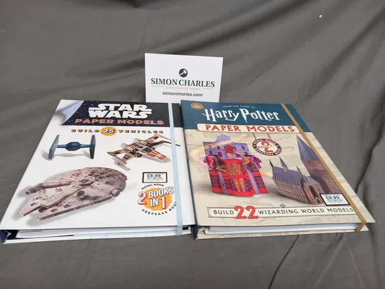 NINE ASSORTED HARRY POTTER AND STAR WARS PAPER MODEL BUILDING BOOKS