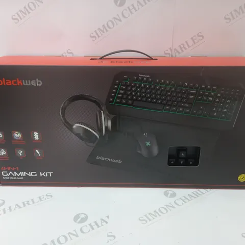 BRAND NEW BOXED BLACKWEB 4 IN 1 GAMING KIT INCLUDING KEYBOARD, MOUSE AND HEADSET