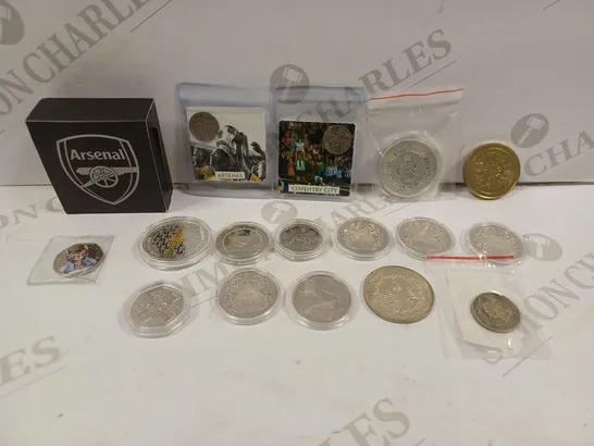 LOT TO CONTAIN APPROX. 17 X ASSORTED COLLECTORS COINS & MEDALS. DESIGNS VARY 