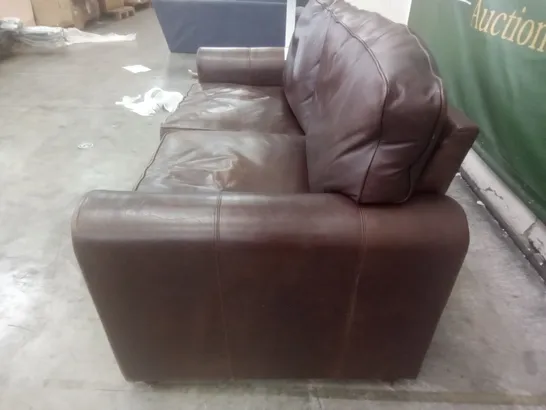 3 SEATER SOFA - BROWN LEATHER