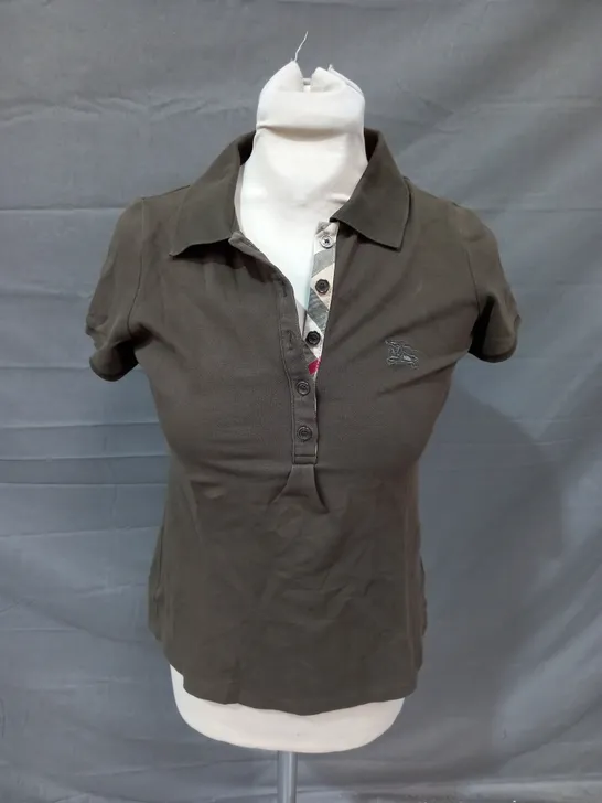 BURBERRY BRIT MUD GREEN POLO SHIRT - SMALL