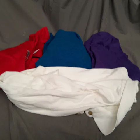 LARGE BOX OF ASSORTED CLOTING ITEMS IN VARIOUS STYLES, COLOURS AND SIZES