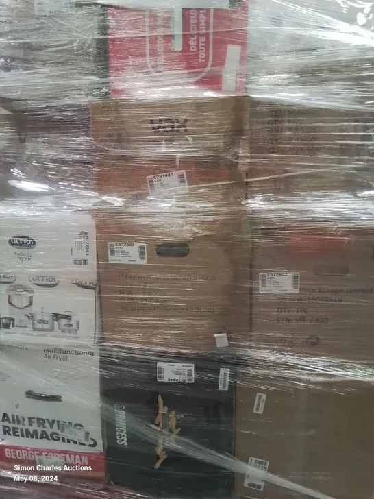 PALLET OF APPROXIMATELY 22 UNPROCESSED RAW RETURN HOUSEHOLD AND ELECTRICAL GOODS TO INCLUDE;