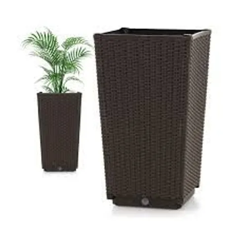 BOXED COSTWAY OUTDOOR WICKER FLOWER POT SET OF 2 WITH DRAINAGE HOLE FOR PORCH BALCONY