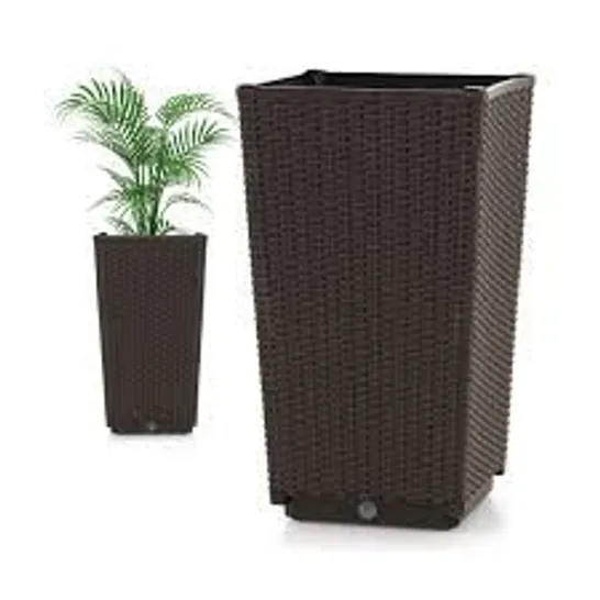 BOXED COSTWAY OUTDOOR WICKER FLOWER POT SET OF 2 WITH DRAINAGE HOLE FOR PORCH BALCONY