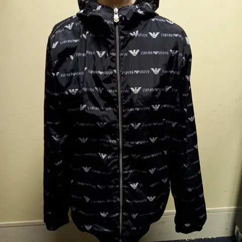 EMPORIO ARMANI NAVY BLUE ZIPPED RAINCOAT