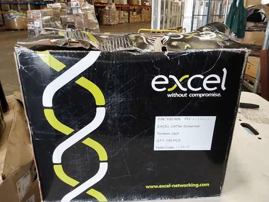 BOX OF APPROXIMATELY 100x BAGGED EXCEL CAT5e SCREENED TOOLLESS JACKS