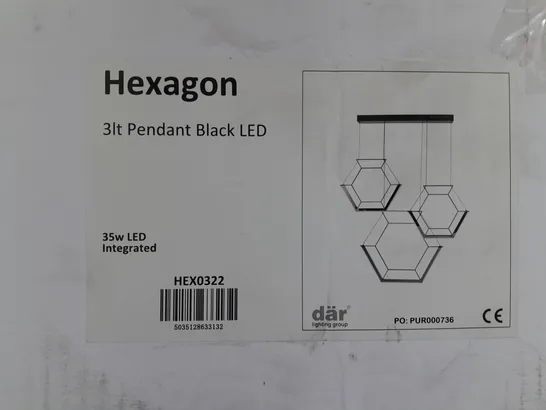 BRAND NEW BOXED DAR HEXAGON 3lt PENDANT BLACK (HEX0322)