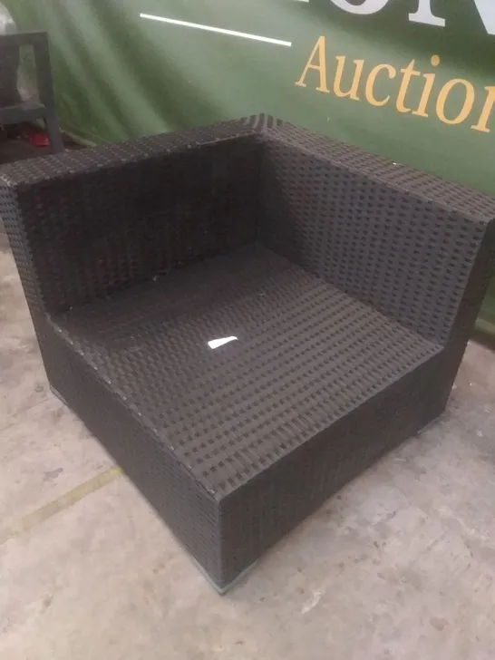 RATTAN EFFECT GARDEN SOFA SECTION BLACK