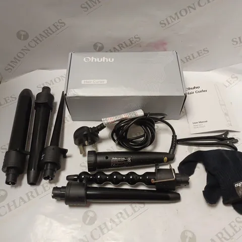 BOXED OHUHU HAIR CURLER MODEL D017 WITH ACCESSORIES AND USER MANUAL - BLACK