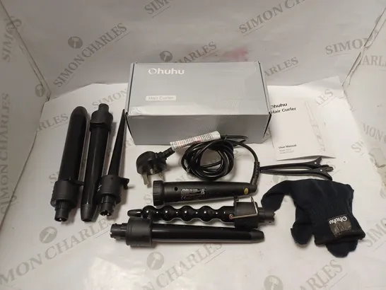 BOXED OHUHU HAIR CURLER MODEL D017 WITH ACCESSORIES AND USER MANUAL - BLACK