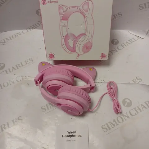 BOXED ICLEVER WIRED FOLDING HEADPHONES WITH INSTRUCTIONS - PINK