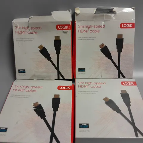LOT OF 4 LOGIK 2M HIGH SPEED HDMI CABLES