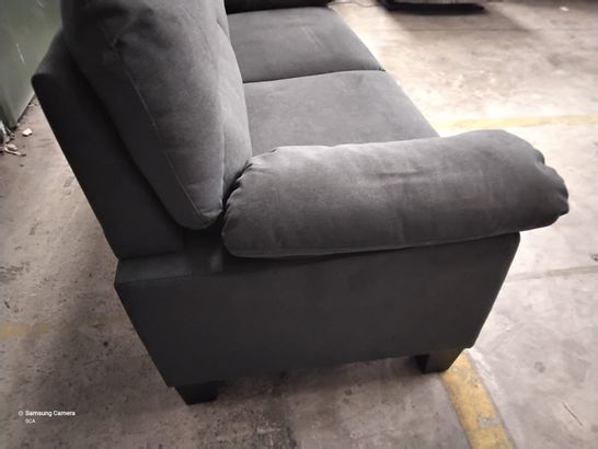 DESIGNER GREY FABRIC FIXED THREE SEATER SOFA 