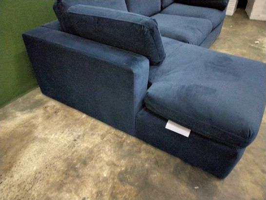 DESIGNER BLUE FABRIC CHAISE CORNER SOFA 