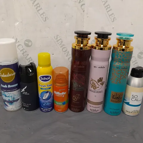 APPROXIMATELY 8 ASSORTED AEROSOL CANS TO INCLUDE FABULOSA, GILLETTE AND DEODORANTS - COLLECTION ONLY