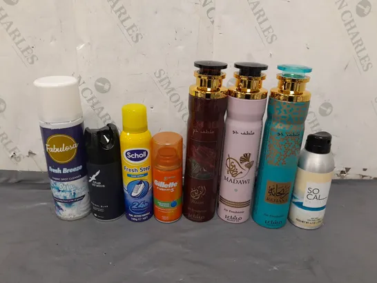 APPROXIMATELY 8 ASSORTED AEROSOL CANS TO INCLUDE FABULOSA, GILLETTE AND DEODORANTS - COLLECTION ONLY