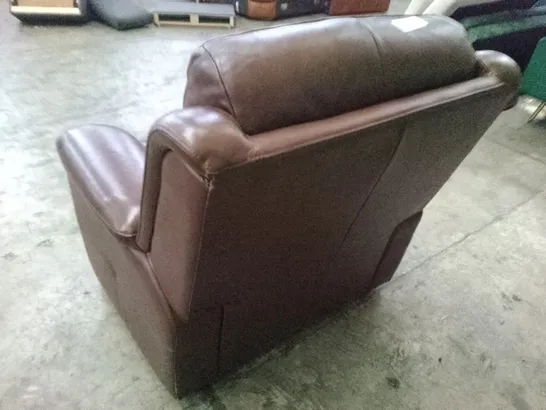 QUALITY DESIGNER ARMCHAIR - BROWN LEATHER