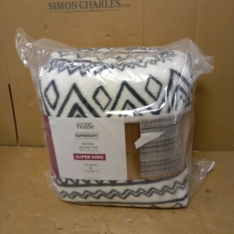 BOX OF 3 BRAND NEW GEORGE HOME SUPERSOFT TEDDY DUVET SET - GREY - SUPERKING