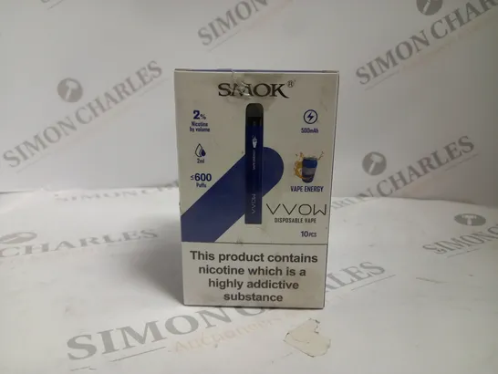 BOXED AND SEALED SMOK VVOW DISPOSABLE VAPE 10 PACK VAPE ENERGY 