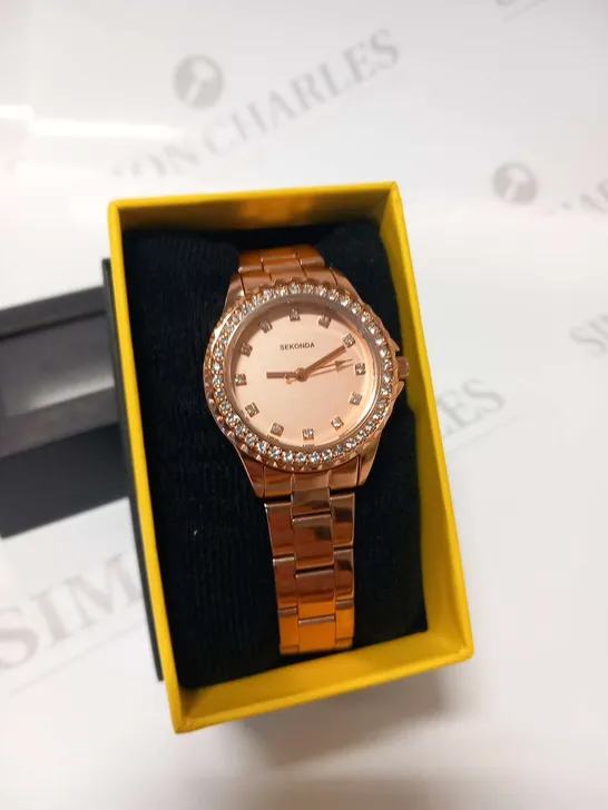 BOXED SEKONDA ROSE GOLD WRIST WATCH