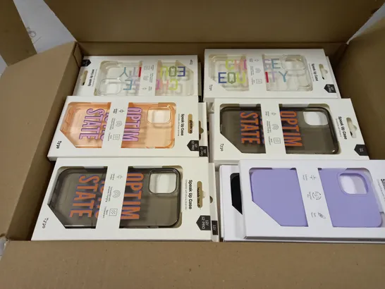 BOX OF APPROXIMATELY 50 TYPO PHONES CASES ('SLIMLINE CASE' & 'SPEAK UP CASE') FOR IPHONE 11, 12 MINI, 12/12PRO IN VARYING COLOURS