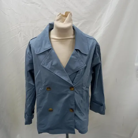 MARLA WYNNE CROP TRENCH JACKET STORM BLUE SMALL