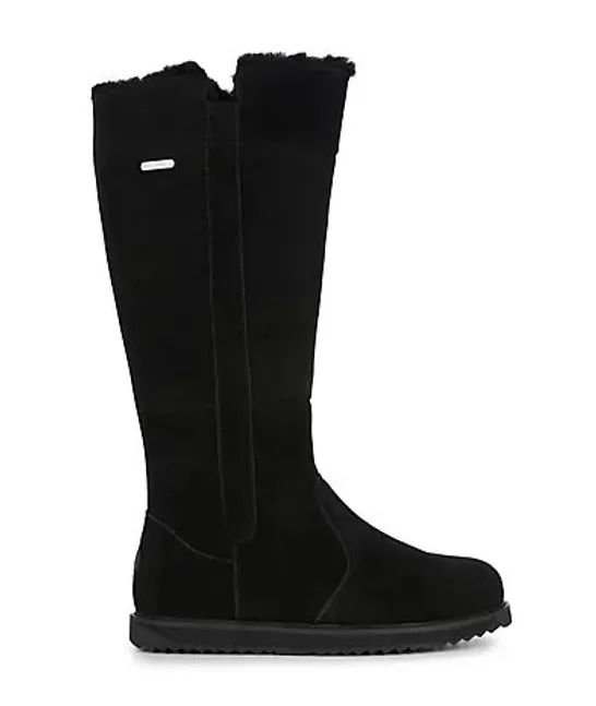 EMU ALL WEATHER WATERPROOF COLL SUEDE SHEEPSKIN MOONTA HIGH BOOT BLACK SIZE 7