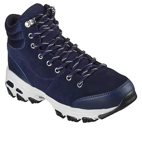 SKECHERS SATIN COLLAR LACE UP BOOTS- NAVY SIZE 5