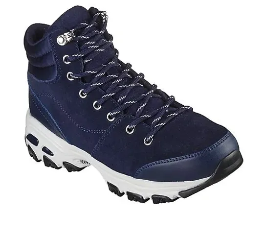 SKECHERS SATIN COLLAR LACE UP BOOTS- NAVY SIZE 5