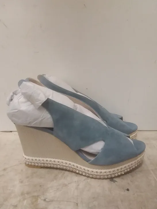 BOXED PERIAR LIGHT BLUE SUEDE HIGH HEEL WOMENS SHOES - SIZE UK 40