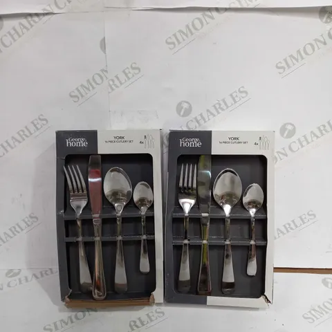 SET OF 2 YORK 16 PIECE CUTLERY SET 