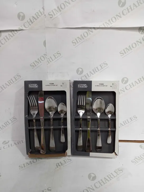 SET OF 2 YORK 16 PIECE CUTLERY SET 