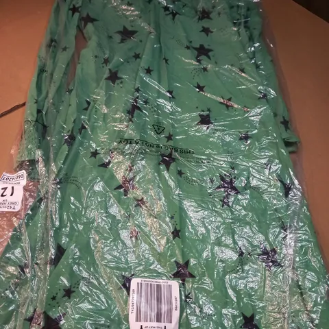 M&S GREEN/STAR PRINT MAXI DRESS - SIZE 12