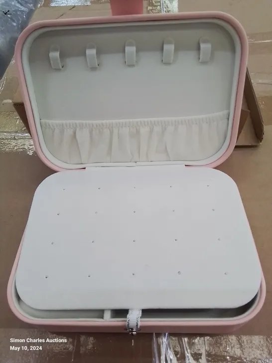 A BOX OF APPROXIMATELY 50 VANITY CASES IN PINK