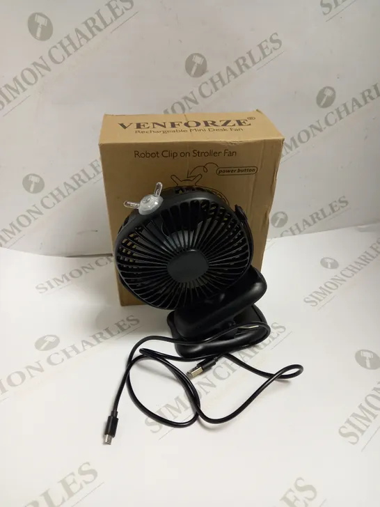 BOXED VENFORZE RECHARGEABLE DESK FAN 