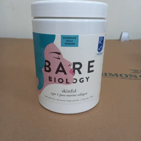 BARE BIOLOGY SKINFUL TYPE 1 PURE MARINE COLLAGEN POWDER UNFLAVOURED 300G