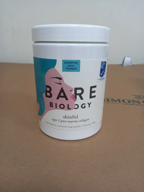 BARE BIOLOGY SKINFUL TYPE 1 PURE MARINE COLLAGEN POWDER UNFLAVOURED 300G